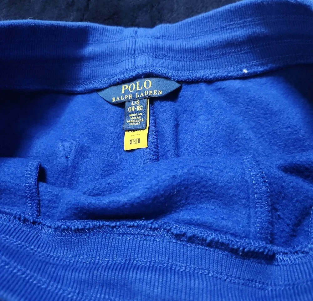 Polo by Ralph Lauren Royal Blue Joggers with Yellow-Orange Logo
